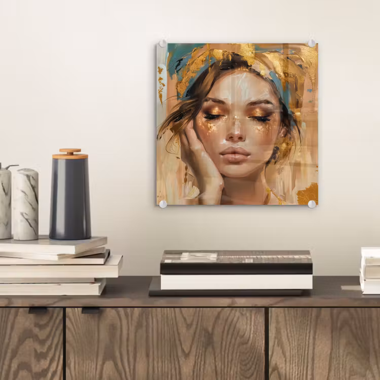 Vrouwen - Portret - Luxe - Goud plexiglas 5mm klein -sfeer1
