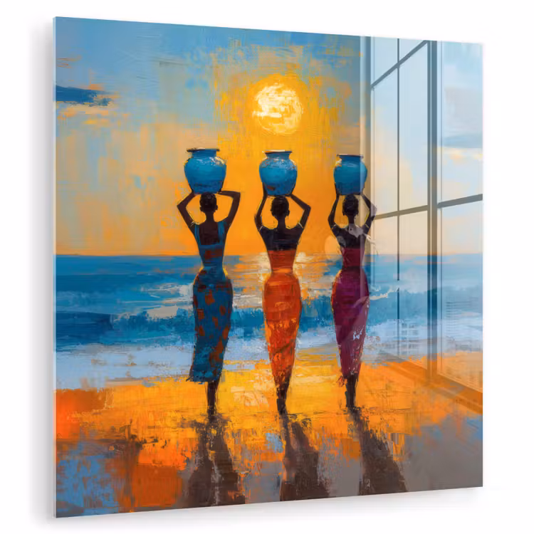 Vrouwen - Strand - Zondsondergang plexiglas 5mm klein -zzzproduct_nieuw
