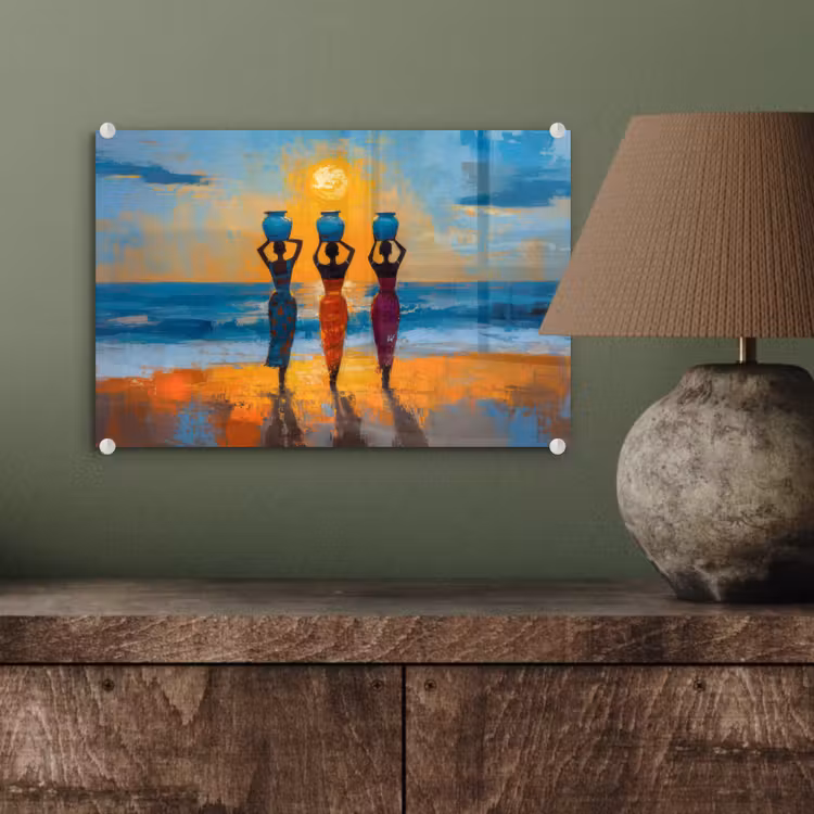 Vrouwen - Strand - Zondsondergang plexiglas 5mm klein -wsfeer2_DE