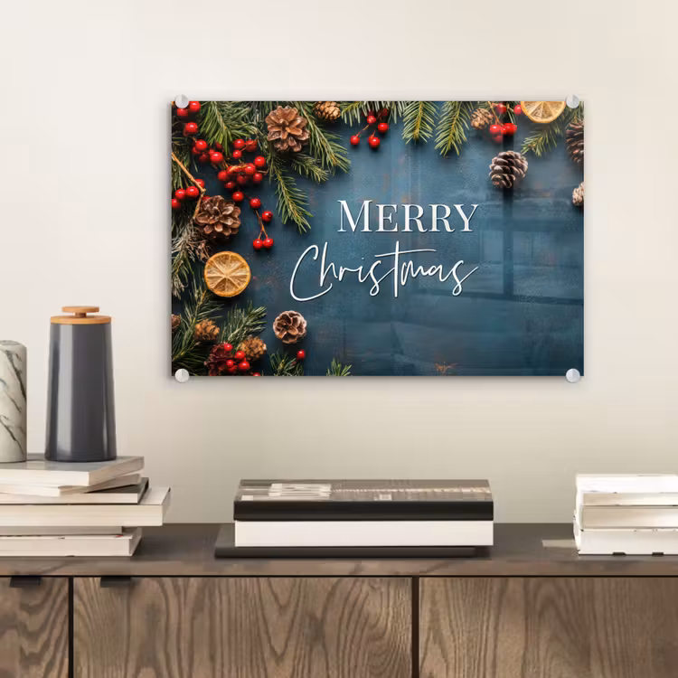 Merry Christmas - Blauw - Kerst - Winter plexiglas 5mm klein -sfeer1