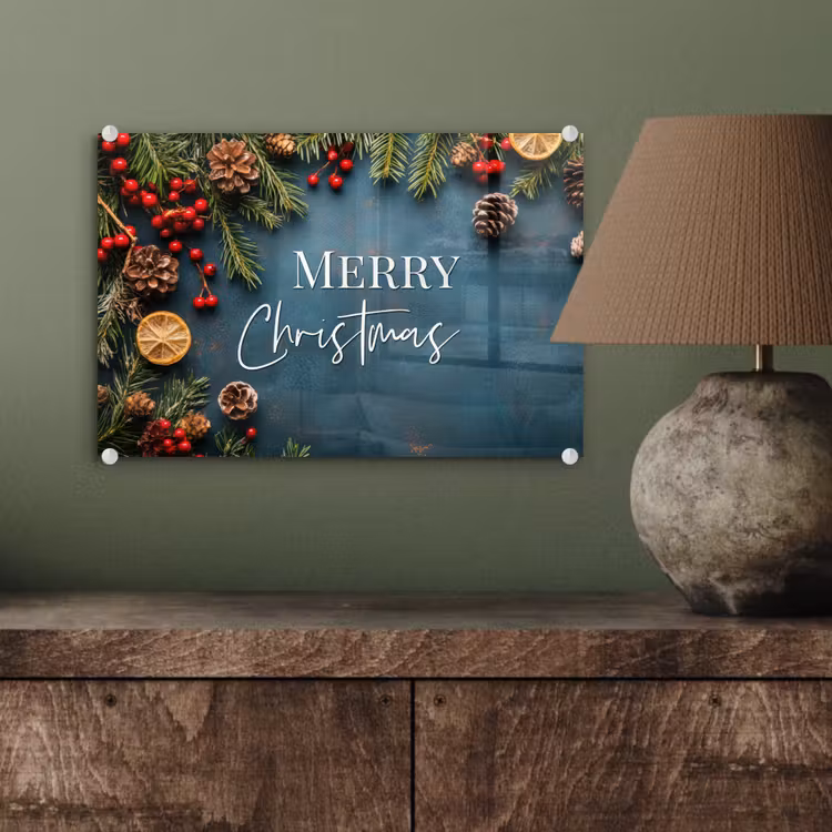 Merry Christmas - Blauw - Kerst - Winter plexiglas 5mm klein -wsfeer2_DE