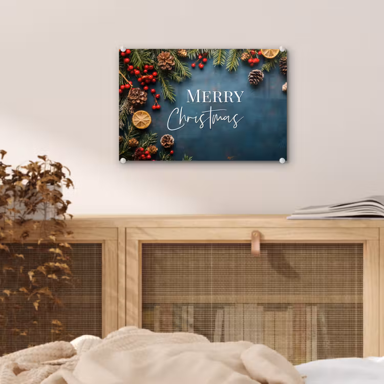 Merry Christmas - Blauw - Kerst - Winter plexiglas 5mm klein -sfeer3
