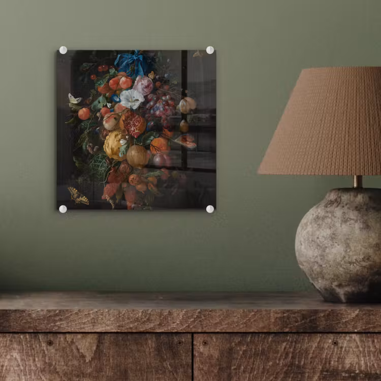 Festoen van vruchten en bloemen - Schilderij van Jan Davidsz. de Heem plexiglas 5mm klein -sfeer3