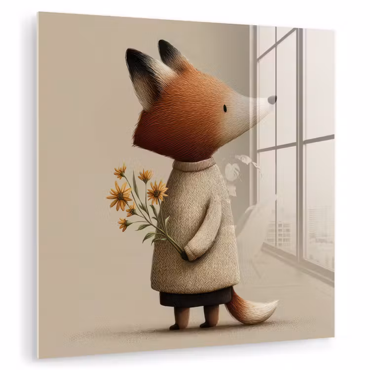 Vos - Gele bloemen - Minimalistisch plexiglas 5mm klein -zzzproduct_nieuw
