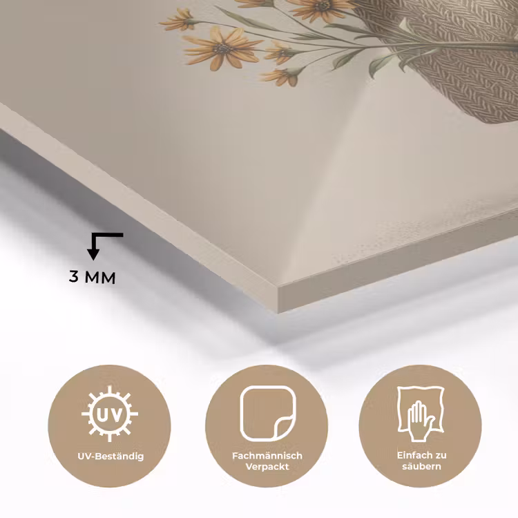 Vos - Gele bloemen - Minimalistisch plexiglas 5mm klein -wsfeer2_DE