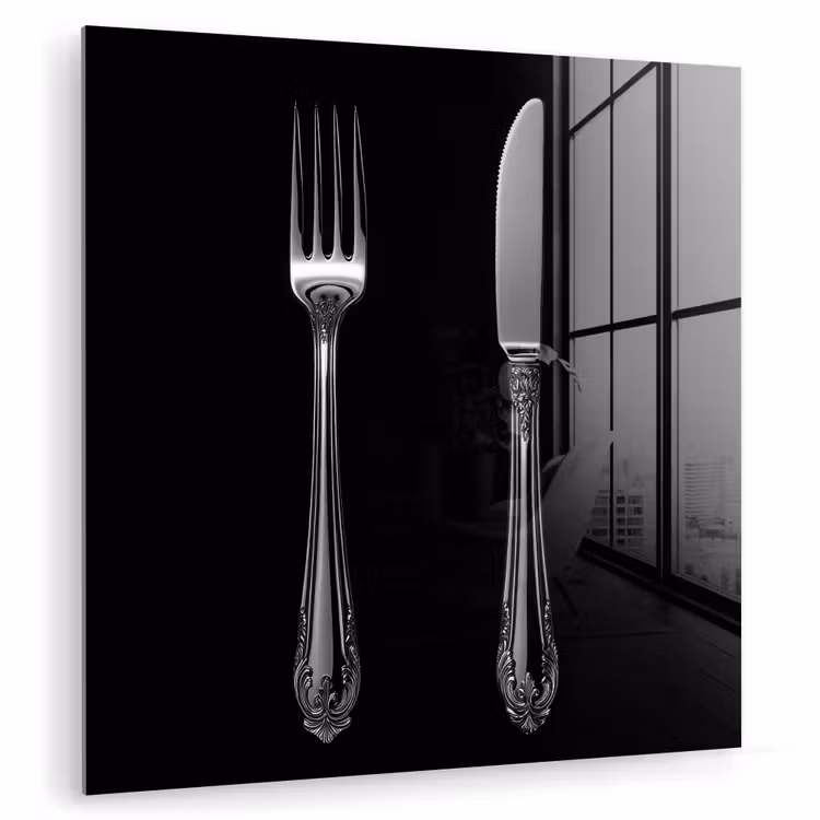 Vork - Mes - Zilver plexiglas 5mm klein -zzzproduct_nieuw