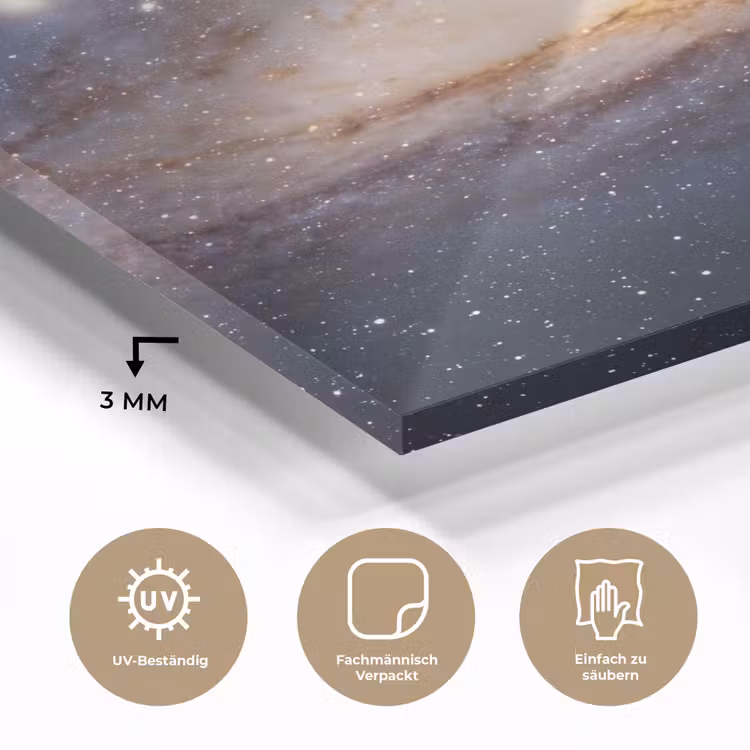 Glasbild - Galaxie – Weltraum – Kosmos - Sterrenstelsel - Ruimte - Kosmos plexiglas 5mm klein