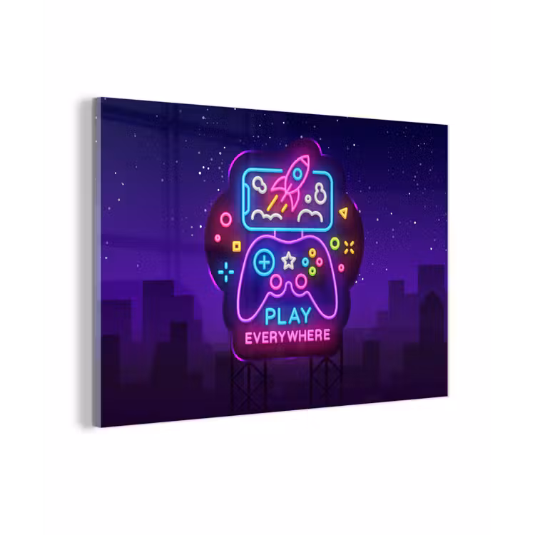 Gaming - Neon - Play - Blauw - Nacht - Controller plexiglas 5mm klein -z3d