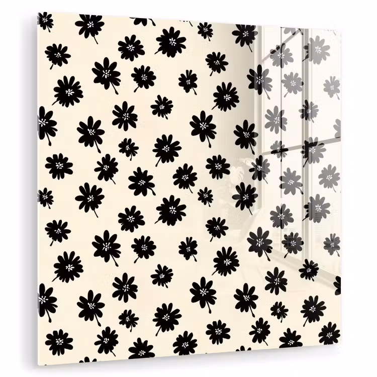 Madeliefjes - Grafisch - Zwart - Beige plexiglas 5mm klein 11 -zzzproduct_nieuw