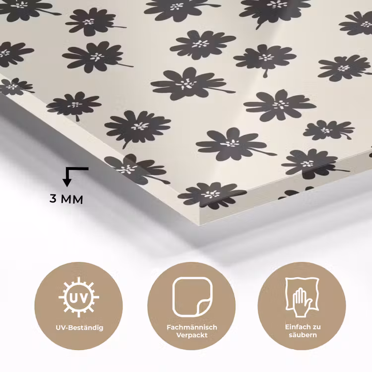 Madeliefjes - Grafisch - Zwart - Beige plexiglas 5mm klein 11 -wsfeer2_DE
