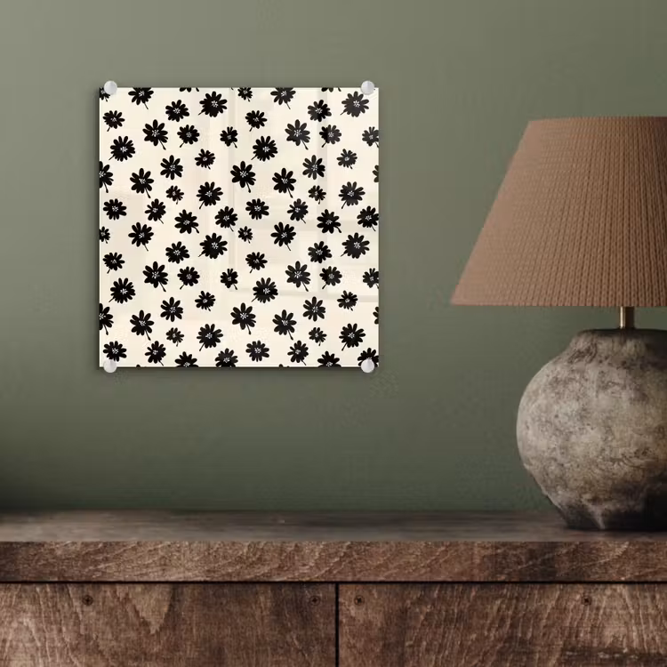 Madeliefjes - Grafisch - Zwart - Beige plexiglas 5mm klein 11 -sfeer3