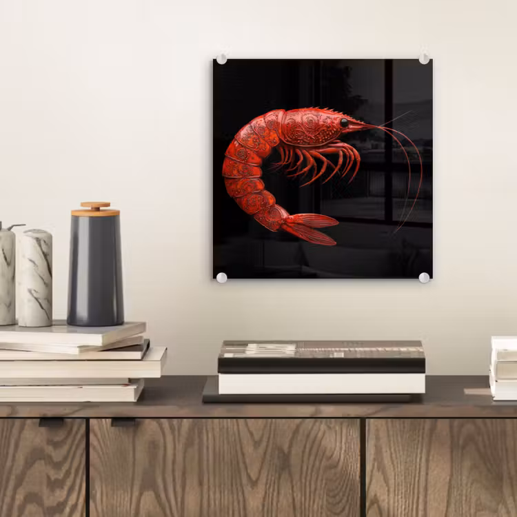 Garnaal - Rood - Dieren plexiglas 5mm klein -sfeer1