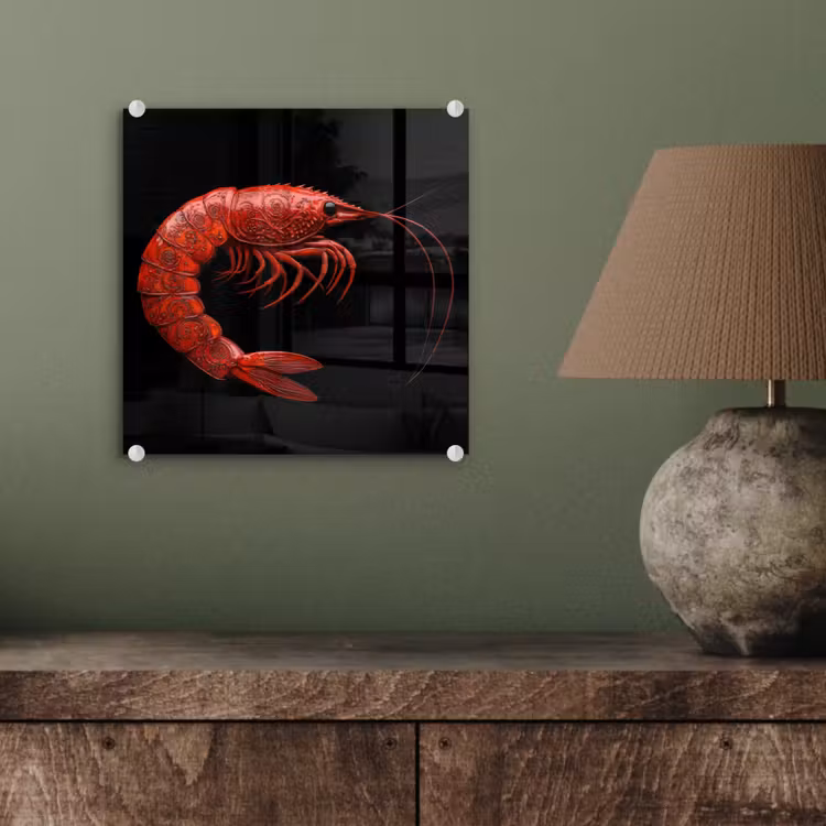 Garnaal - Rood - Dieren plexiglas 5mm klein -sfeer3