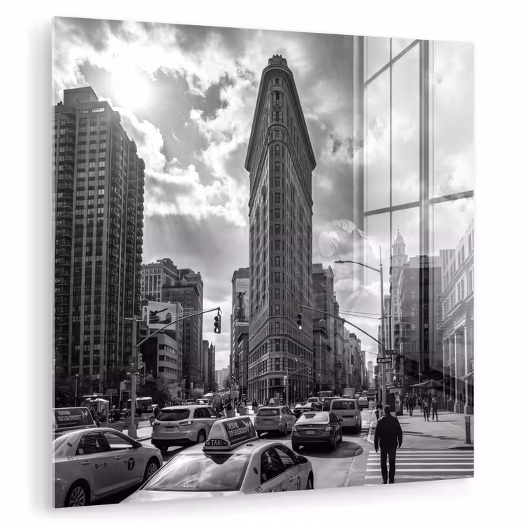Glasbild - Gebäude – Hochhaus – Stadt – Architektur – Schwarz-Weiß - Gebouw - Hoogbouw - Stad - Architectuur - Zwart-wit plexiglas 5mm klein