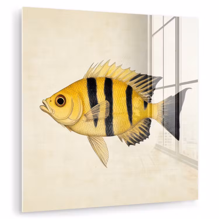 Geel - Vis - Strepen - Tropisch plexiglas 5mm klein -zzzproduct_nieuw