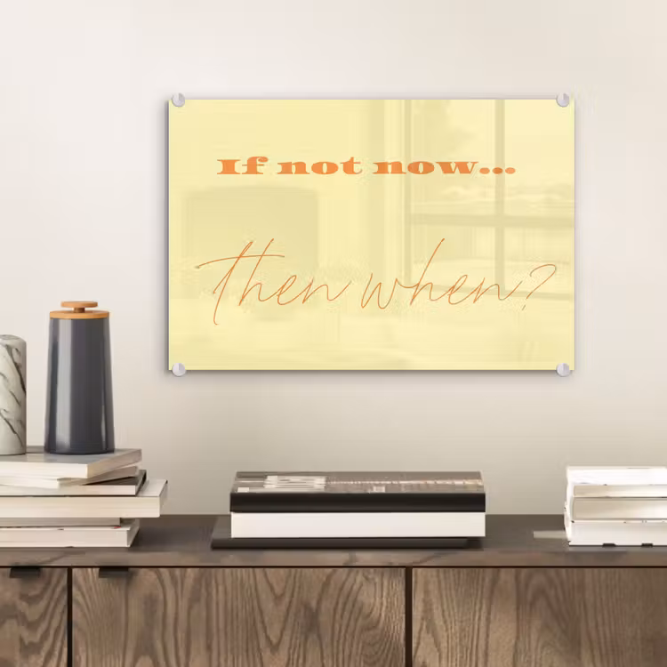 Geel - Oranje - if not now then when plexiglas 5mm klein -sfeer1