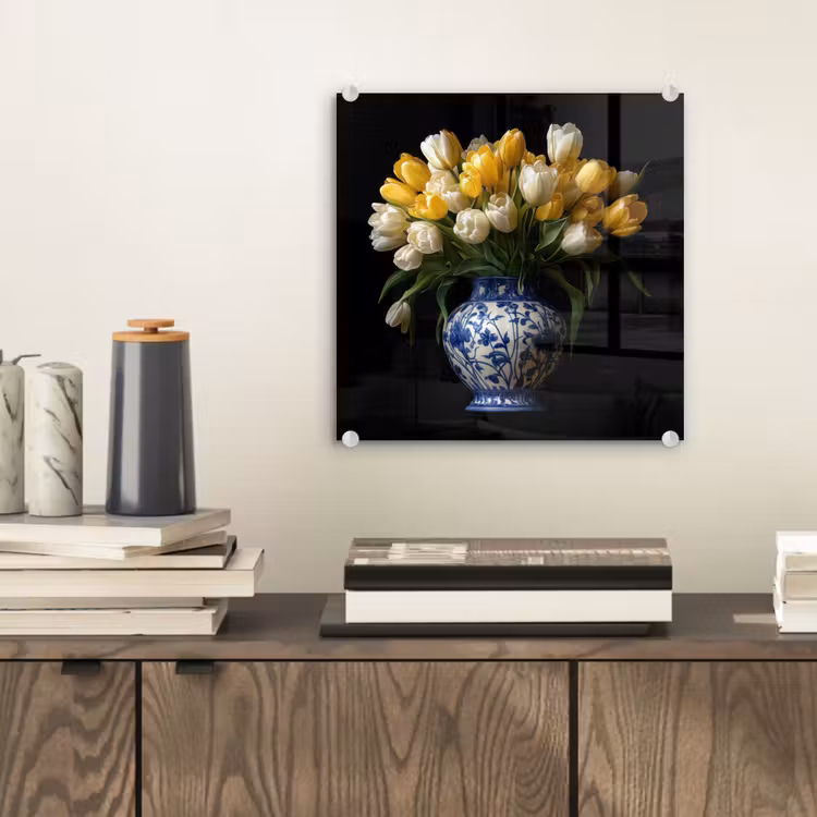 Geel - Tulpen - Vaas - Bloemen plexiglas 5mm klein -sfeer1