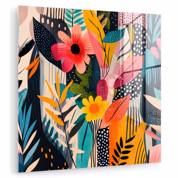 Schilderij - Abstract - Bloemen - Roze plexiglas 5mm klein -zzzproduct_nieuw