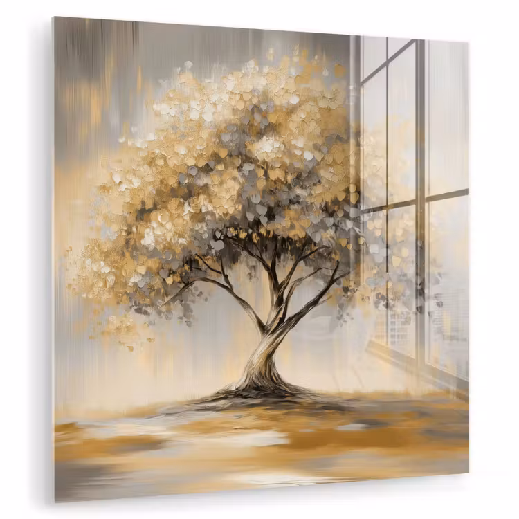 Schilderij - Boom - Abstract - Bladeren plexiglas 5mm klein -zzzproduct_nieuw