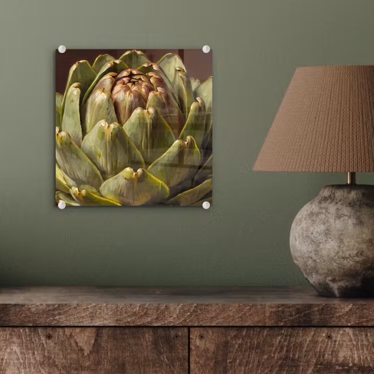 Glasbild - Gemüse – Artischocke – Grün - Groente - Artisjok - Groen plexiglas 5mm klein