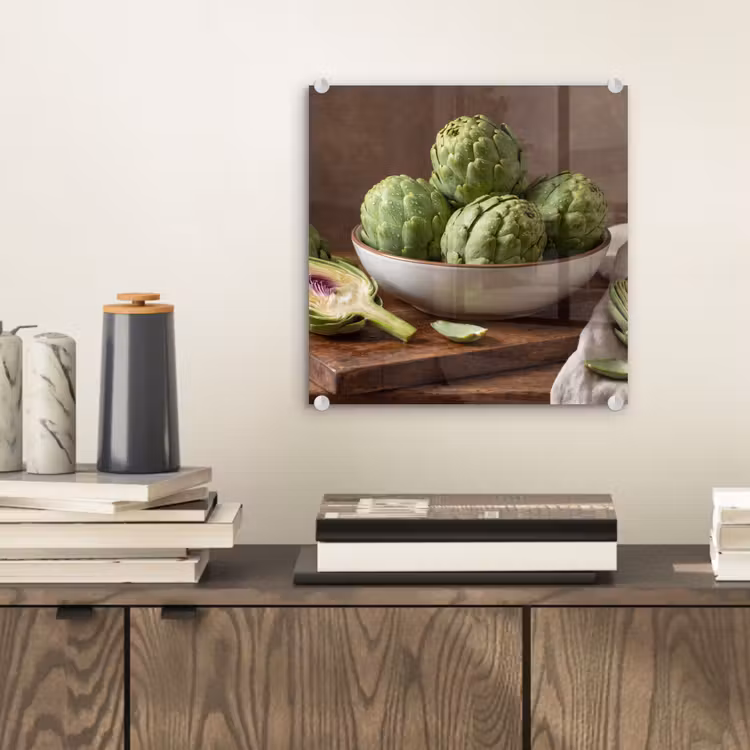 Glasbild - Gemüse – Artischocke – Küche - Groenten - Artisjok - Keuken plexiglas 5mm klein