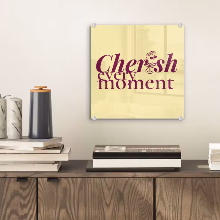 Cherish every moment - Cocktailglas - Geel plexiglas 5mm klein -sfeer1