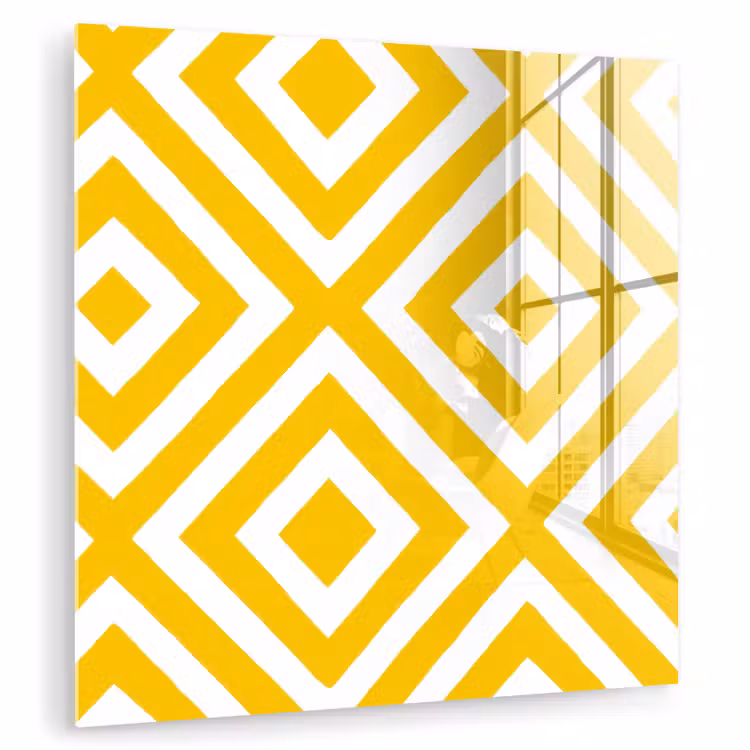 Geometrisch - Lijnen - Modern - Geel - Wit plexiglas 5mm klein 11 -zzzproduct_nieuw