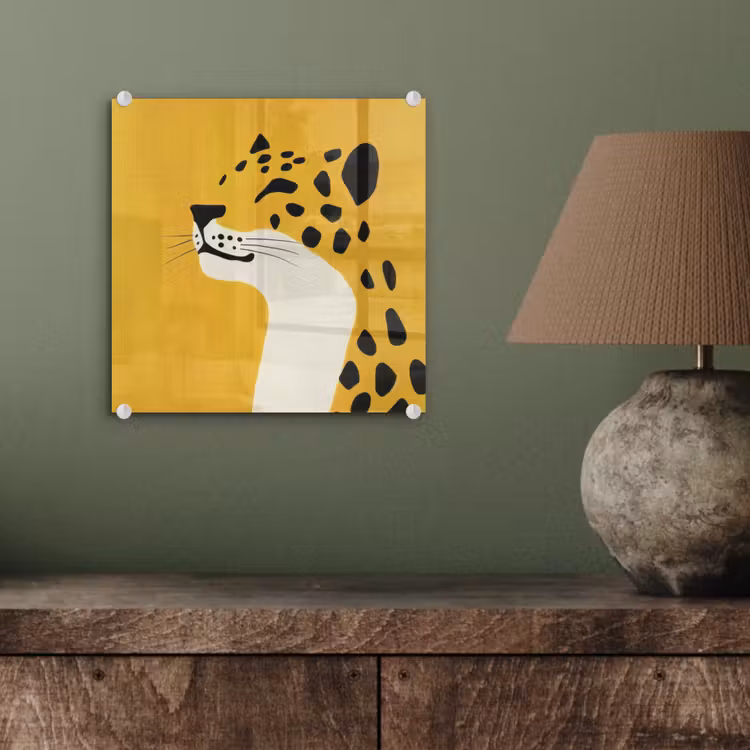 Cheetah - Illustratie - Geel plexiglas 5mm klein -sfeer3
