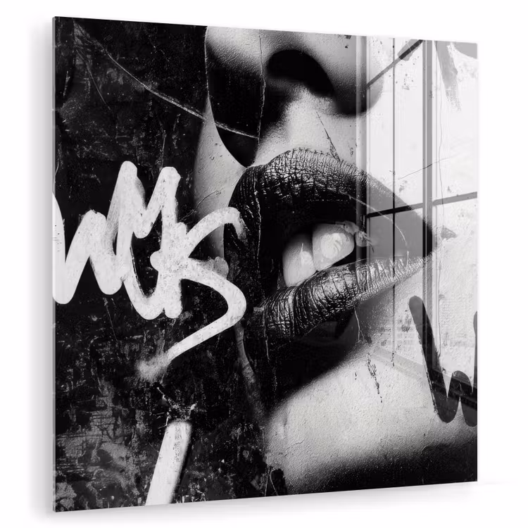 Gezicht - Mond - Graffiti - Zwart plexiglas 5mm klein -zzzproduct_nieuw