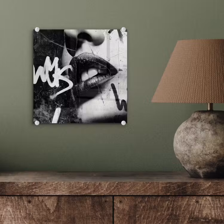 Gezicht - Mond - Graffiti - Zwart plexiglas 5mm klein -sfeer3