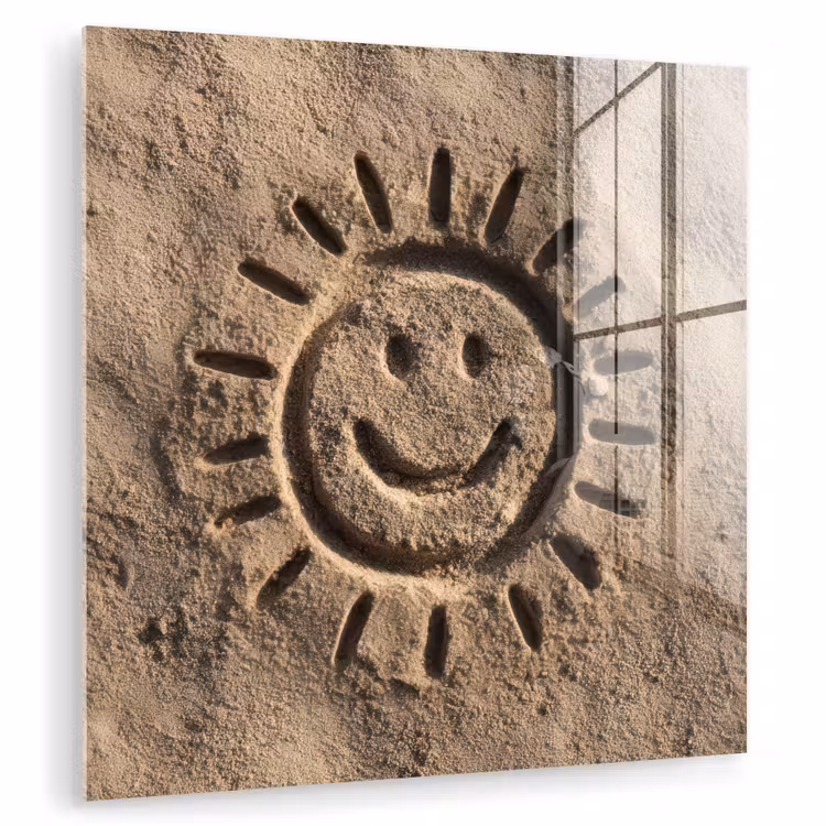 Gezichtje - Zon - Zand - Getekend plexiglas 5mm klein -zzzproduct_nieuw