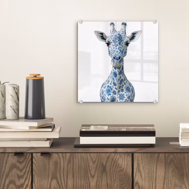 Giraffe - Delfts blauw - Dieren - Minimalistisch plexiglas 5mm klein -sfeer1