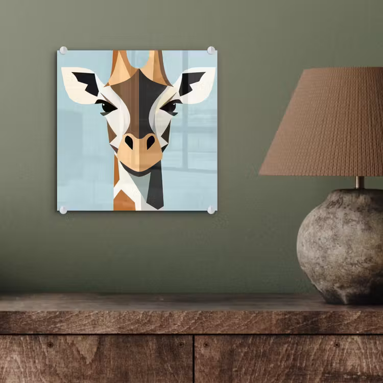 Giraffe - Illustratie - Bruin - Minimalistisch plexiglas 5mm klein -sfeer3