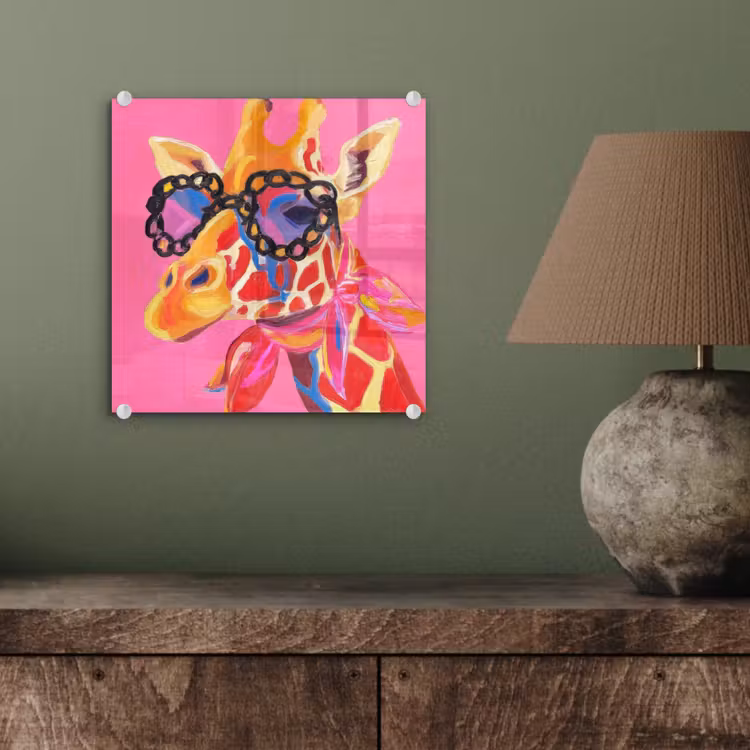 Giraf - Roze - Bril - Sjaal plexiglas 5mm klein -sfeer3