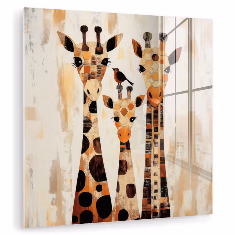 Giraffen - Cartoon - Crème plexiglas 5mm klein -zzzproduct_nieuw
