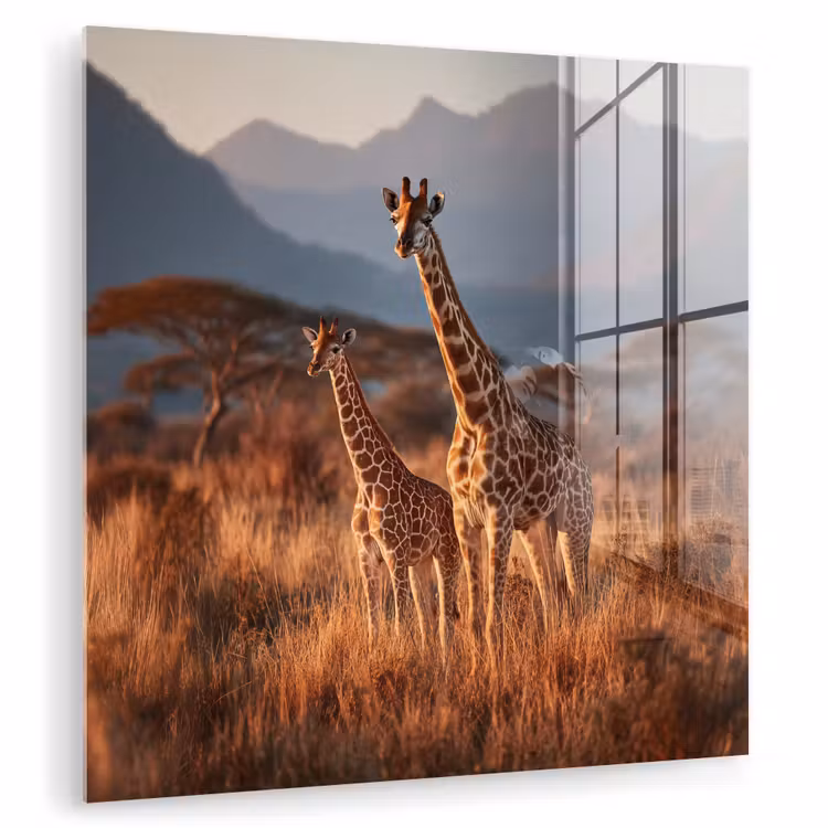 Giraffen - Hoog gras - Acaciabomen plexiglas 5mm klein -zzzproduct_nieuw