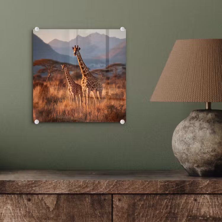 Giraffen - Hoog gras - Acaciabomen plexiglas 5mm klein -sfeer3