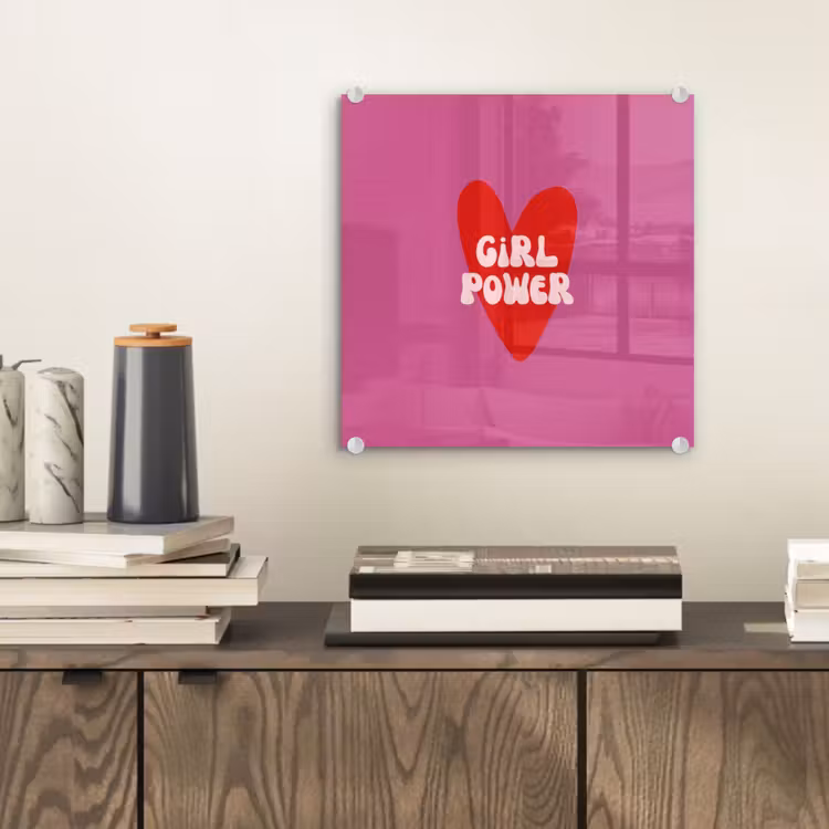 Girl power - Hart - Roze - Rood plexiglas 5mm klein -sfeer1