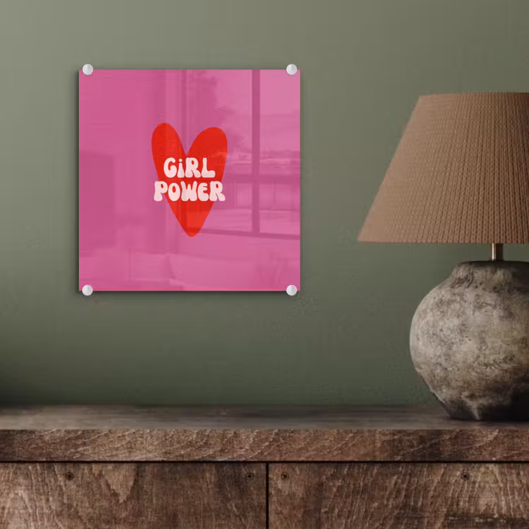 Girl power - Hart - Roze - Rood plexiglas 5mm klein -sfeer3
