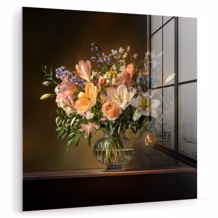 Glazen - Bloemen - Boeket - Kleuren plexiglas 5mm klein -zzzproduct_nieuw