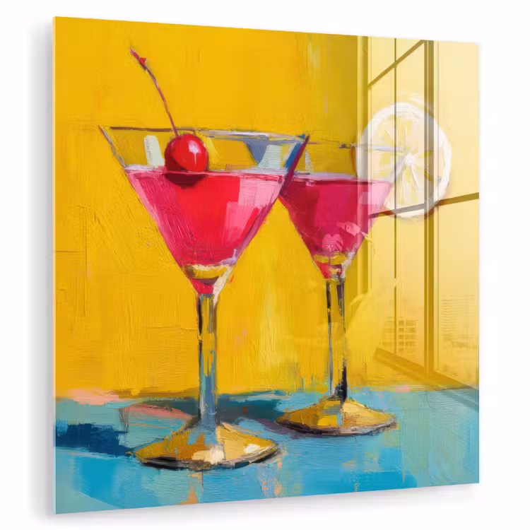 Glazen - Cocktail - Citroen - Kers plexiglas 5mm klein -zzzproduct_nieuw