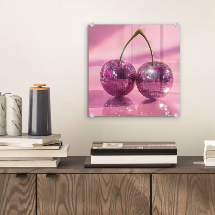Glitter - Discobol - Roze - Kersen plexiglas 5mm klein -sfeer1