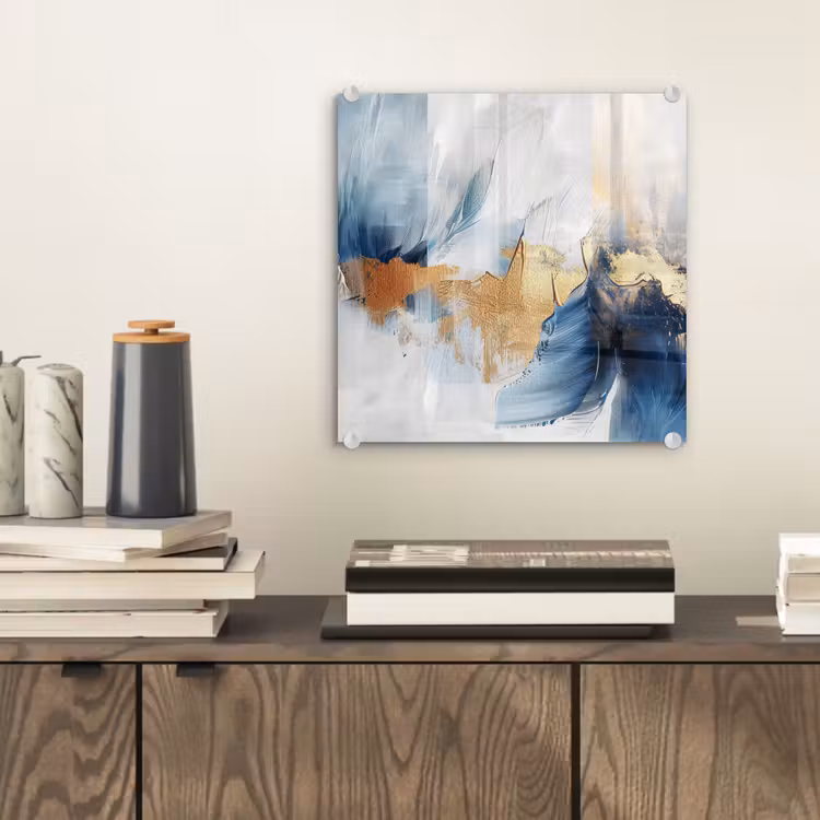 Goud - Blauw - Watercolor - Kunst - Modern plexiglas 5mm klein -sfeer1