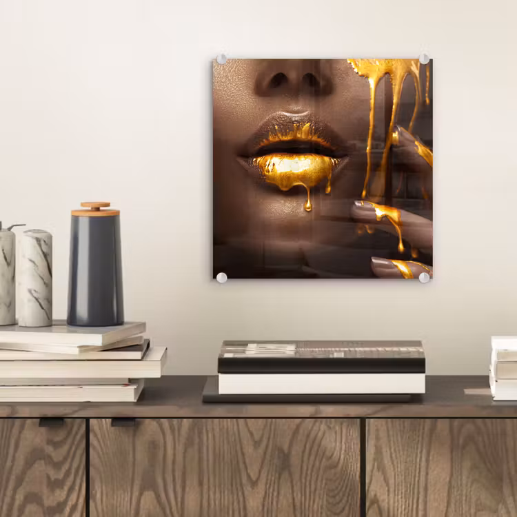 Goud - Vrouw - Verf - Lippen - Luxe plexiglas 5mm klein -sfeer1