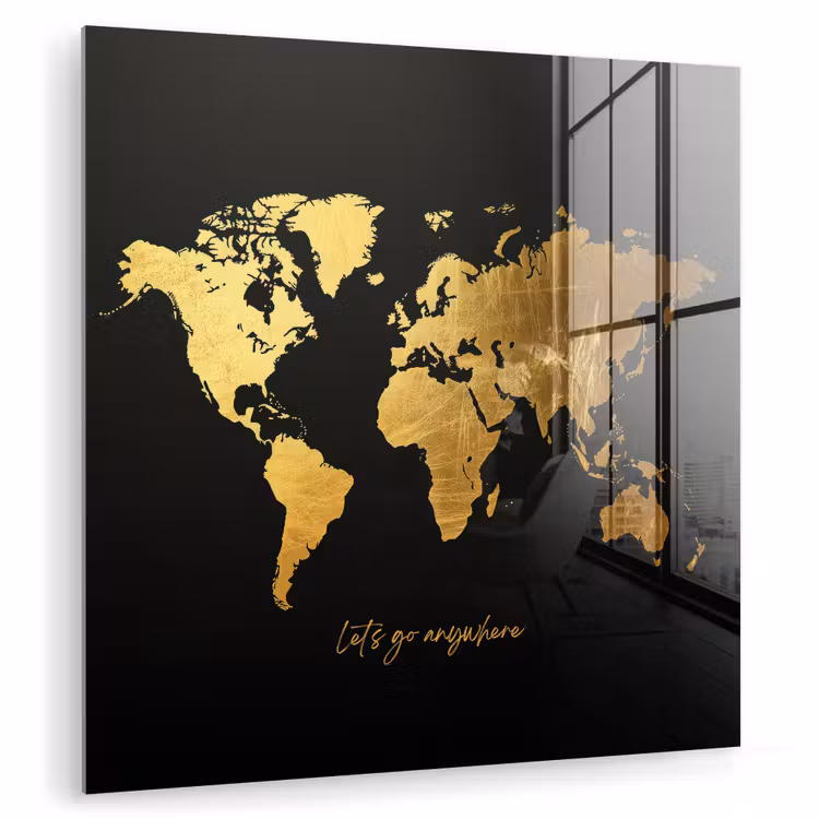 Goud - Glanzend - Wereldkaart - Luxe plexiglas 5mm klein -zzzproduct_nieuw