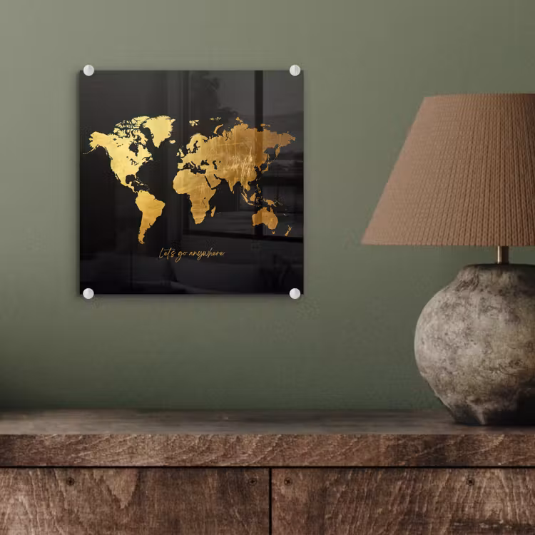 Goud - Glanzend - Wereldkaart - Luxe plexiglas 5mm klein -sfeer3