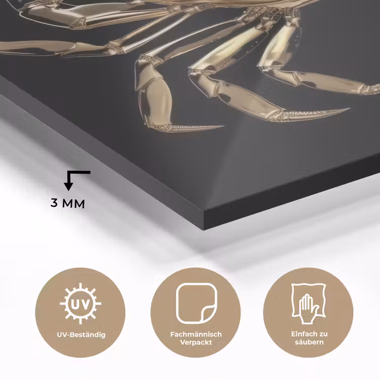 Goud - Krab - Dieren - Zwart plexiglas 5mm klein -wsfeer2_DE
