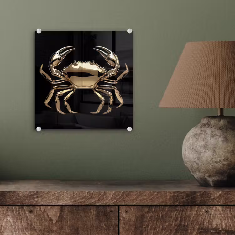 Goud - Krab - Dieren - Zwart plexiglas 5mm klein -sfeer3