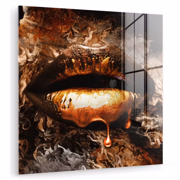 Goud - Lippen - Kunst plexiglas 5mm klein -zzzproduct_nieuw