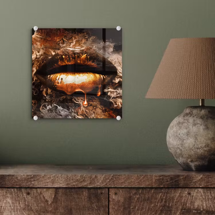 Goud - Lippen - Kunst plexiglas 5mm klein -sfeer3